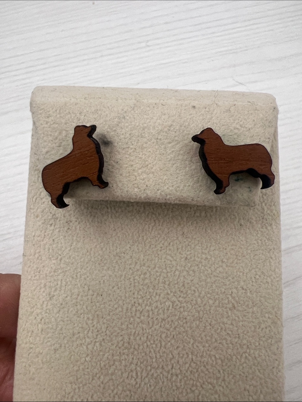 Wooden Dog Silhouette Stud Earrings - Brown